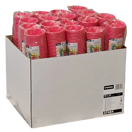 Starpak Trinkbecher, Pappe "To Go" 0,2 l Ø 8 cm, 9,2 cm pink, 20 x 50 Stück