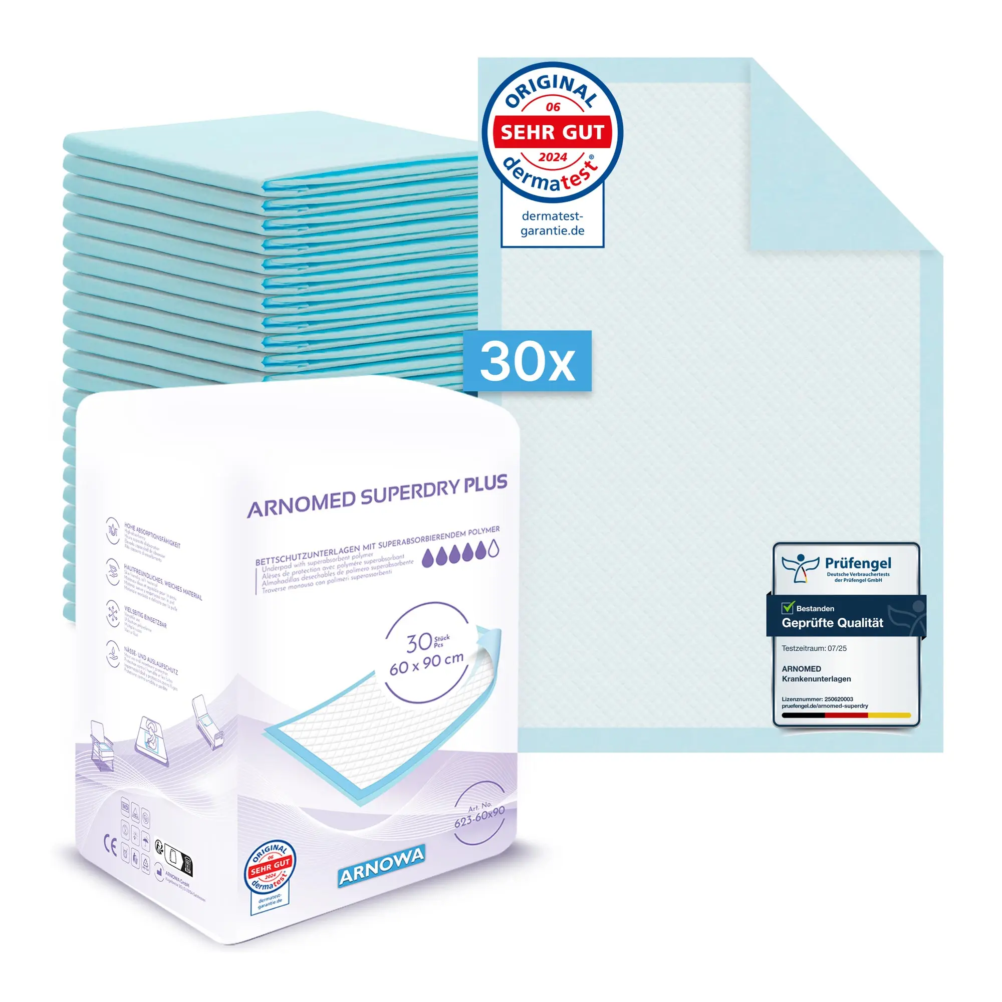 ARNOMED SUPERDRY PLUS Einweg-Bettschutzunterlagen, 30 Stück