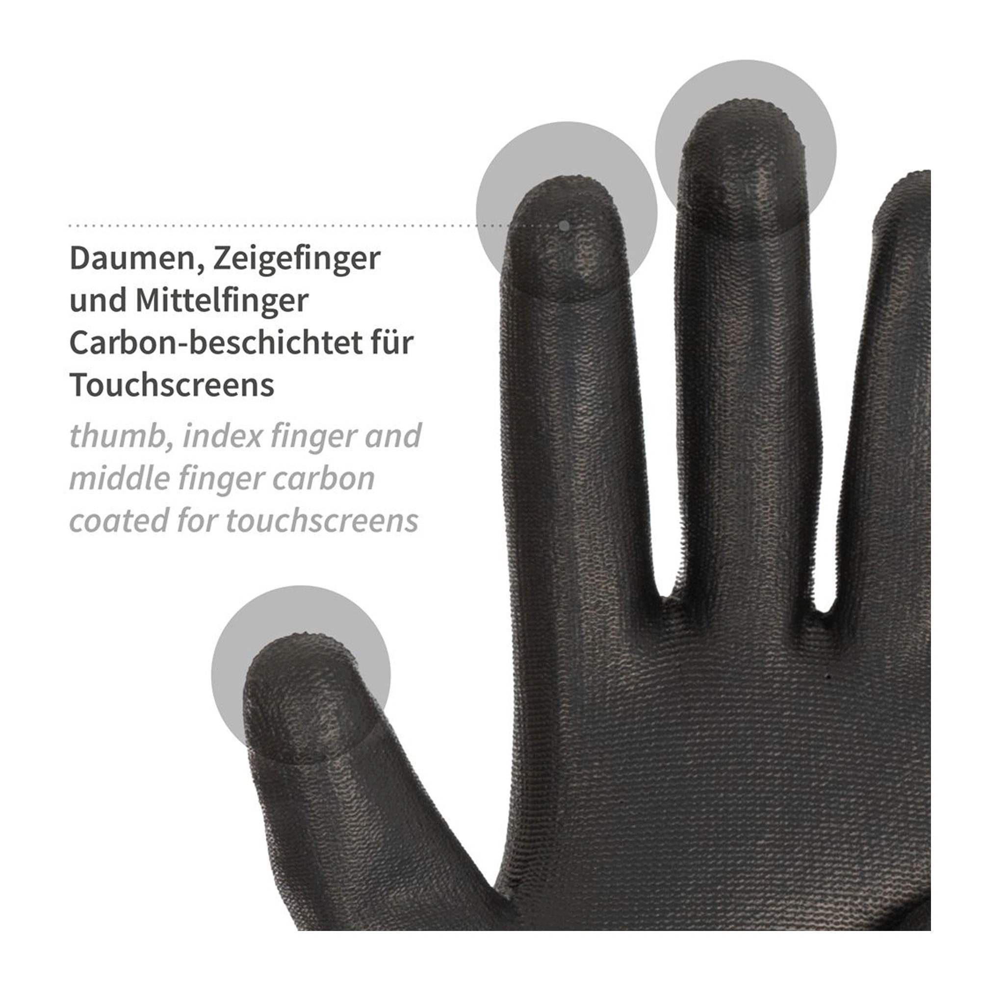 Hygostar Black Ace Touch Feinstrickhandschuhe mit Polyurethan-Beschichtung schwarz, VE 120 Paar