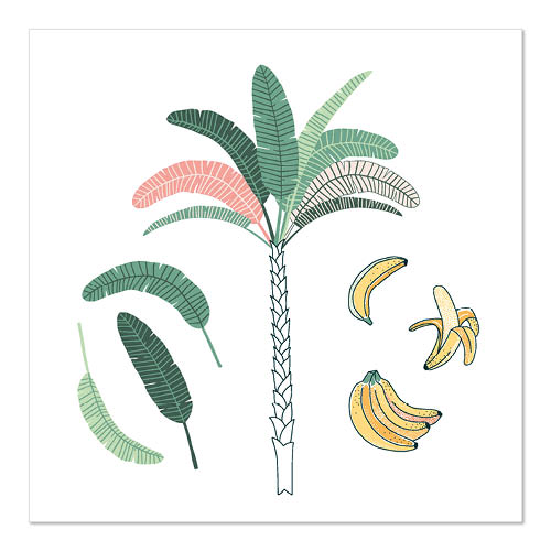 PAPSTAR 20 Servietten, 3-lagig 1/4-Falz 33 cm x 33 cm "Palm and Bananas"