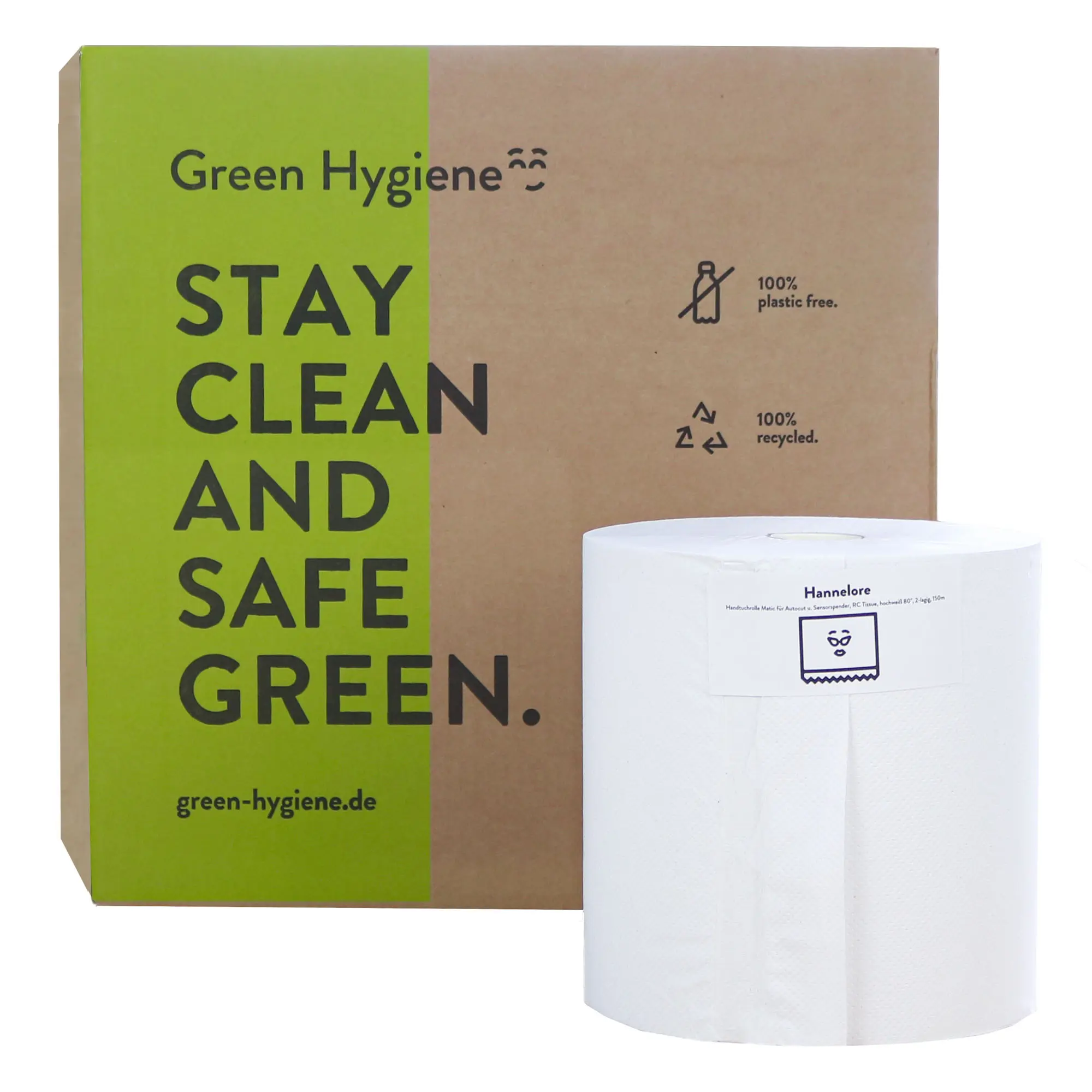 Green Hygiene Handtuchrollen HANNELORE Recycling Tissue 2-lagig 150 m