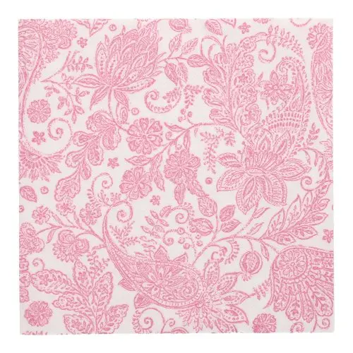 PAPSTAR Servietten "ROYAL Collection" 1/4-Falz 40 x 40 cm fuchsia Paisley, stoffähnliches Premium-Tissue mit floralen Paisley-Ornamenten, FSC-zertifiziert für stilvolle Tischdekoration