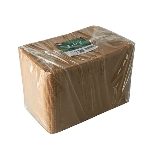 PAPSTAR Teller, Pappe "pure" eckig 18 x 26 cm braun, nachhaltige FSC-zertifizierte Einweg-Pappteller aus 100 % Frischfaserkarton im Kunststoff-Folienpack, lebensmittelecht
