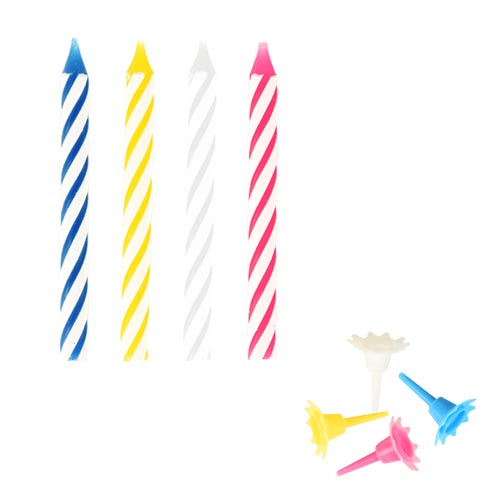 PAPSTAR 24 Geburtstagskerzen mit Halter 6 cm farbig sortiert