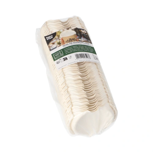 PAPSTAR Deckel für Trinkbecher Zuckerrohr Ø 9 cm weiß "liplid", 20 x 50 Stück