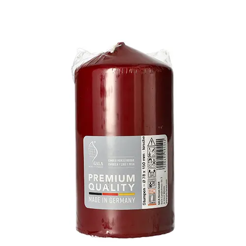 PAPSTAR GALA Basic Stumpenkerze Ø 80 mm, 150 mm kirsche von PAPSTAR, rote Premium-Stumpenkerze mit ca. 50 Stunden Brenndauer, RAL-zertifiziert, Artikel 95953
