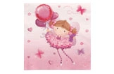 Serviette Prinzessin mit rosa Ballons und Schmetterlingen, verspieltes Motiv für Kindergeburtstag, Artikelnummer 99763