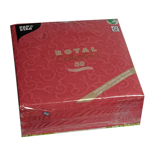 PAPSTAR Servietten "ROYAL Collection" 1/4-Falz 40x40 cm bordeaux "Casali", Premium-Servietten in Stoffoptik, FSC- und Nordic-Ecolabel-zertifiziert, weich und formstabil, Art.-Nr. 84880
