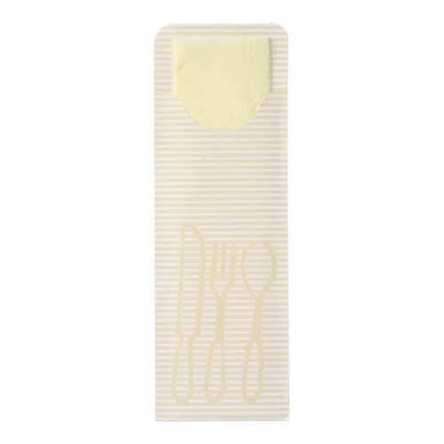 PAPSTAR Bestecktaschen 23,5 cm x 7,9 cm creme inkl. farbiger Serviette, 5 x 100 Stück