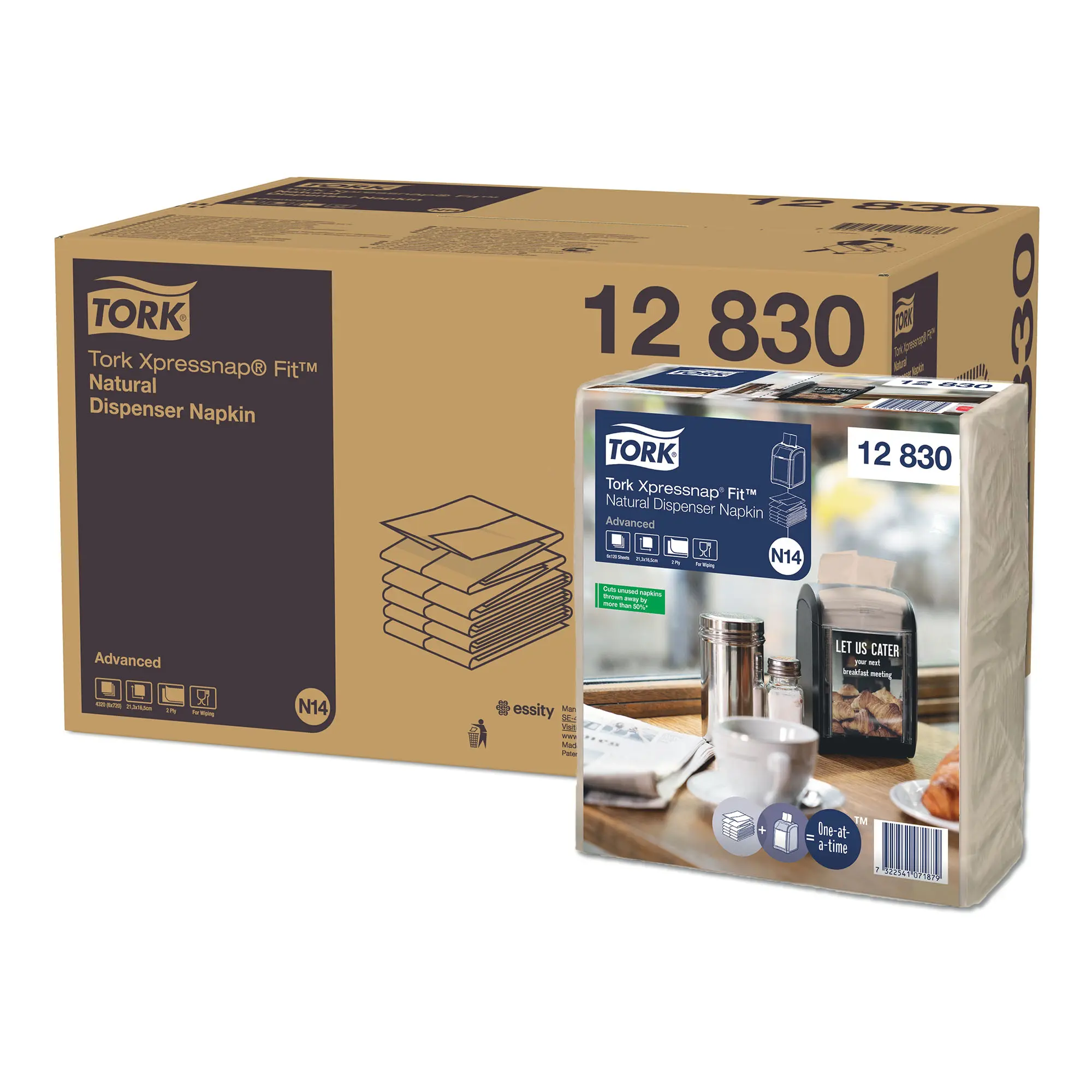 Tork 12830 Advanced Xpressnap Fit Spenderserviette N14 Multifold Z, 10,7 x 8,3 cm, 2-lg, natur