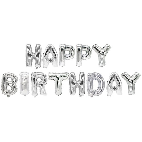 PAPSTAR Folienluftballon-Set silber "Happy Birthday"