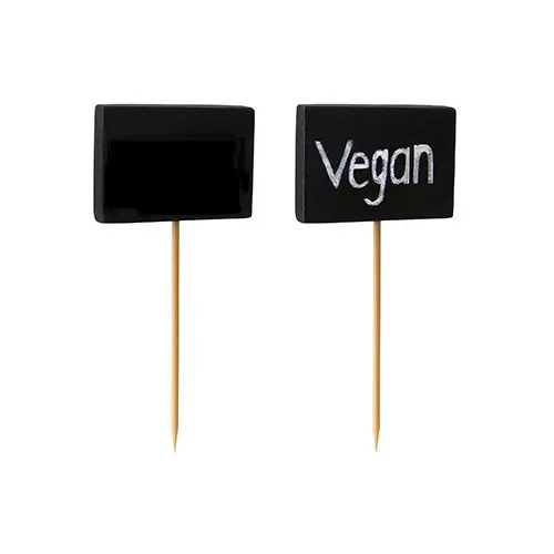 PAPSTAR Fingerfood - Picker 8,5 cm "Blackboard", 10 x 20 Stück, schwarze Tafeln auf Bambus-Pickern zum Beschriften von Buffet, Fingerfood und Party-Snacks