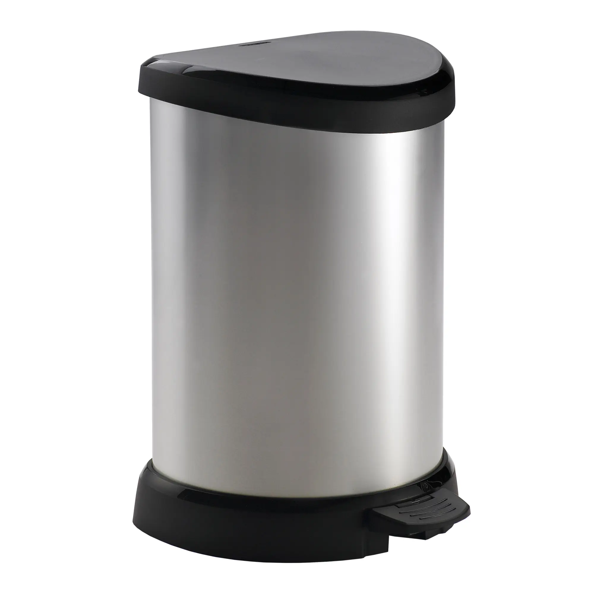 Curver Deco Bin Metallic's Tretabfallbehälter halbrund 20 Liter silber/grau 22120005_1