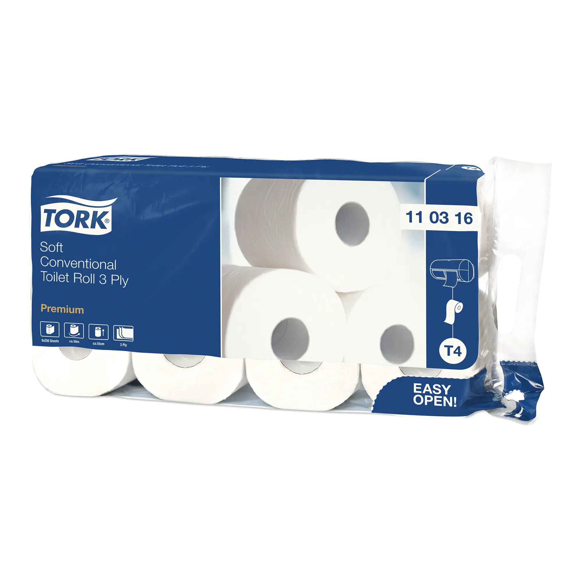 Tork Premium Toilettenpapier extra weich Kleinrollen T4 3-lagig 250 Blatt