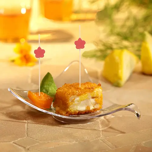 PAPSTAR Fingerfood - Picker 7 cm "Flower", rote Bambus-Spieße mit Blumen-Kopf in Häppchen, ideal für Fingerfood und Deko, 15 x 40 Stück