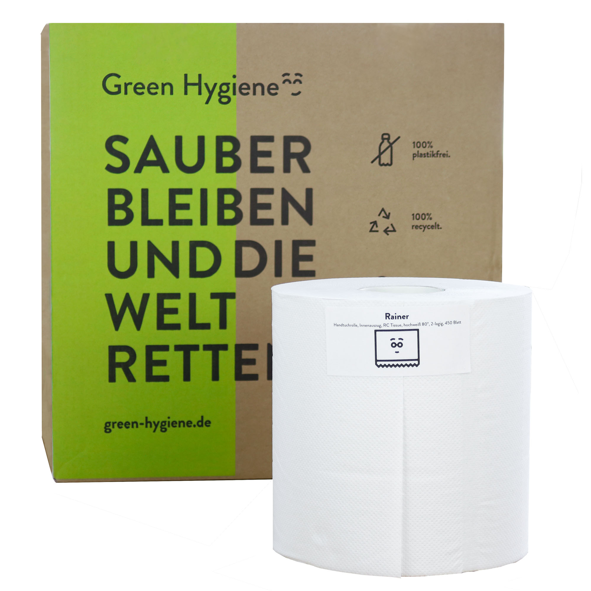 Green Hygiene Handtuchrollen RAINER Recycling Tissue 2-lagig 112,5 m