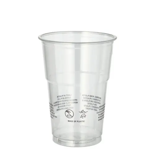 Starpak Trinkbecher R-PET 0,25 l Ø 7,8 cm, 10,7 cm hoch, glasklarer Einwegbecher aus recyceltem PET von PAPSTAR mit Füllstrich