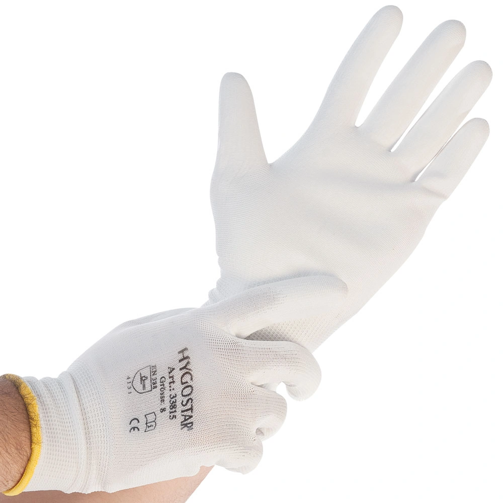 Hygostar Ultra Flex Hand Feinstrickhandschuhe mit Polyurethan-Beschichtung weiß, VE 120 Paar