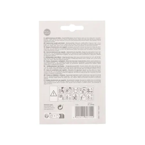 PAPSTAR Jubiläumskerzen mit Halter 7 cm silber "50" aus Paraffin, ideale Tortendeko zum 50. Geburtstag oder Jubiläum, saubere, raucharme Kerze mit sicherem Halter, Art.-Nr. 12108