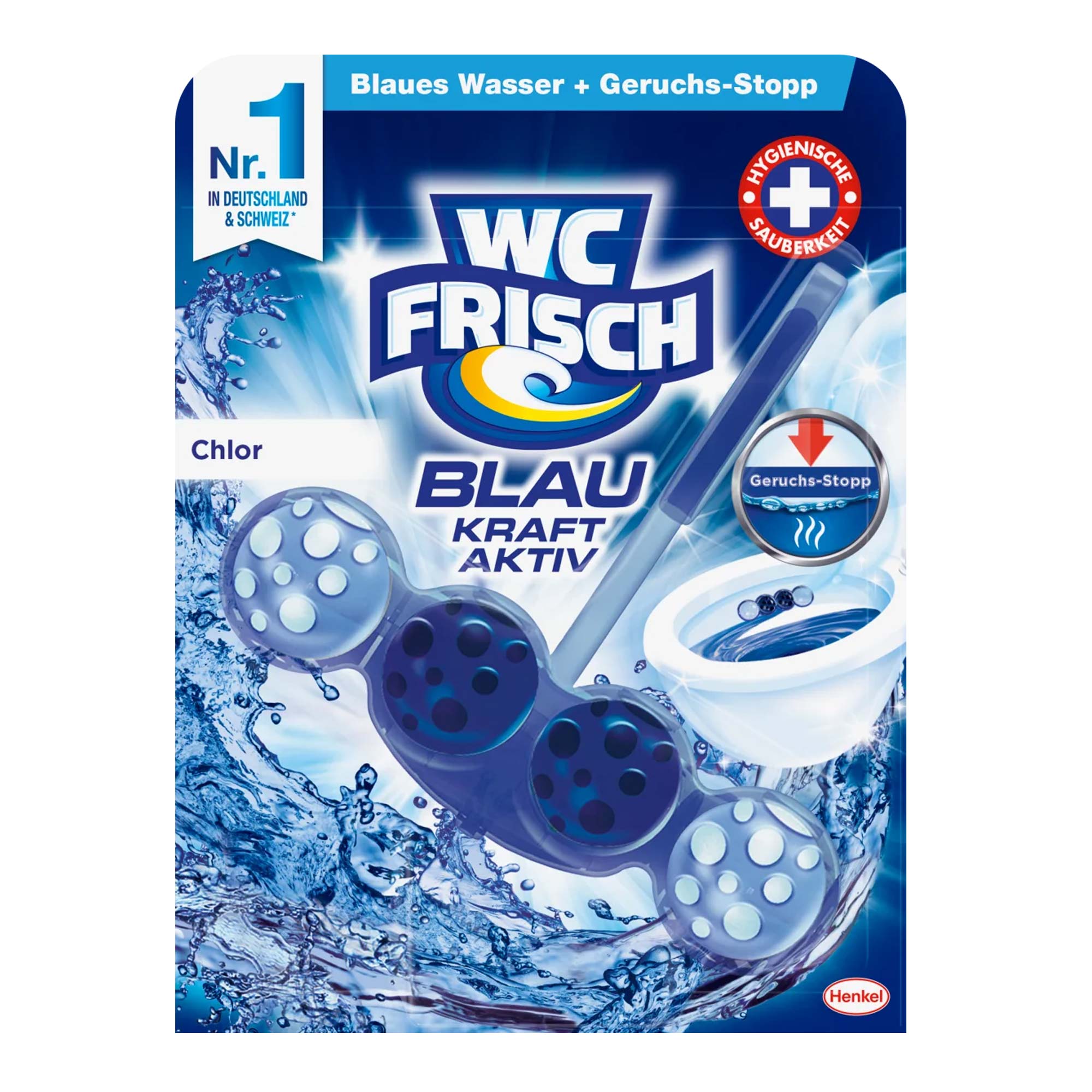WC Frisch Blau Kraft Aktiv Chlor WC-Farbspüler
