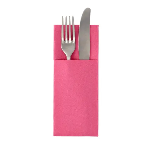 PAPSTAR Servietten "ROYAL Collection" 40 cm x 30 cm fuchsia mit Besteckfalz, stoffähnliches Premium-Tissue für stilvolle Besteckpräsentation, Artikel 37331