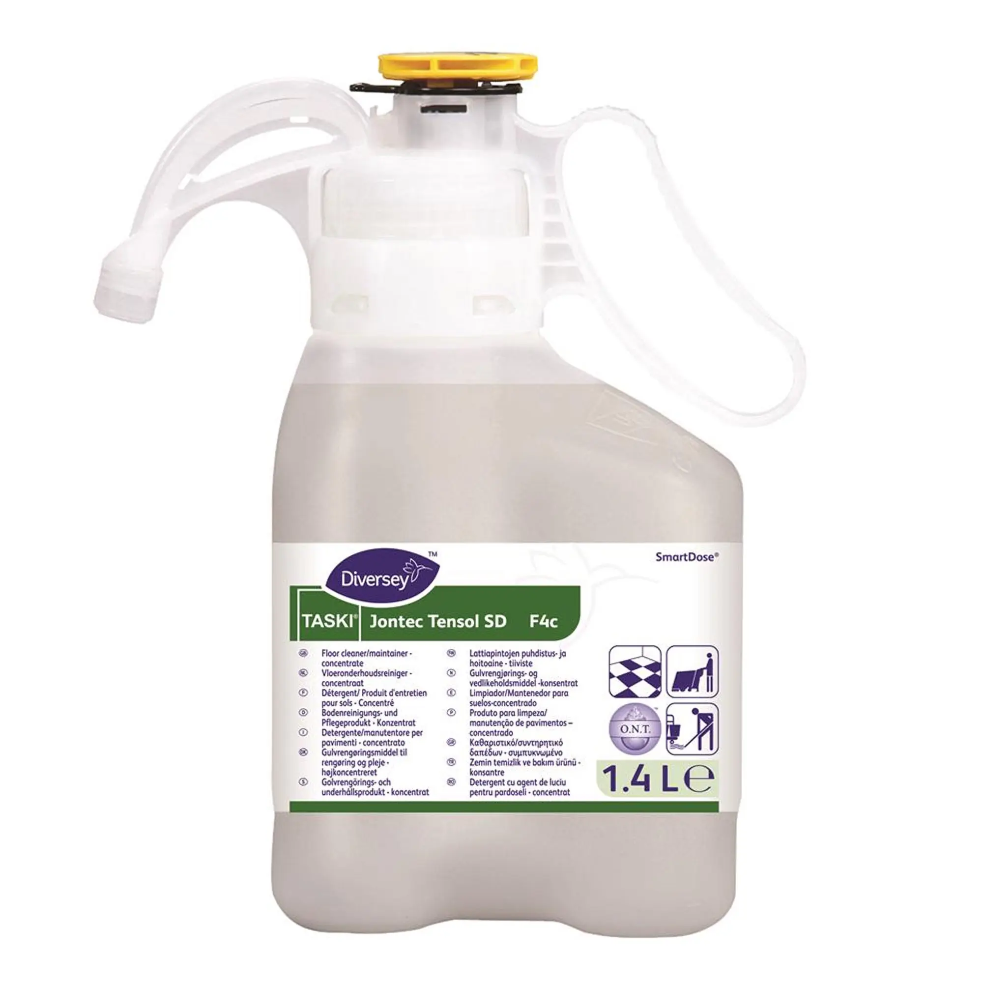 TASKI Jontec Tensol SD F3d Wischpflege Konzentrat von Taski im 1,4-Liter-SmartDose Kanister für beschichtete und unbeschichtete, wasserfeste Böden, Artikelnummer F3d