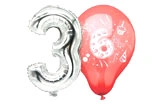 Luftballon-Set Zahl 36 mit silbernem Zahlenballon 3 und rotem Luftballon 6 für Geburtstag oder Jubiläum