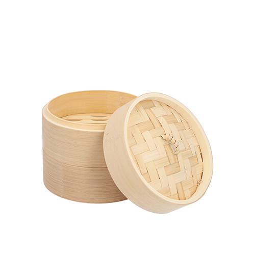 PAPSTAR Dampfgarer Bambus "ASIA" Ø 15 cm, 13,5 cm 3-teilig, 16 x 1 Stück
