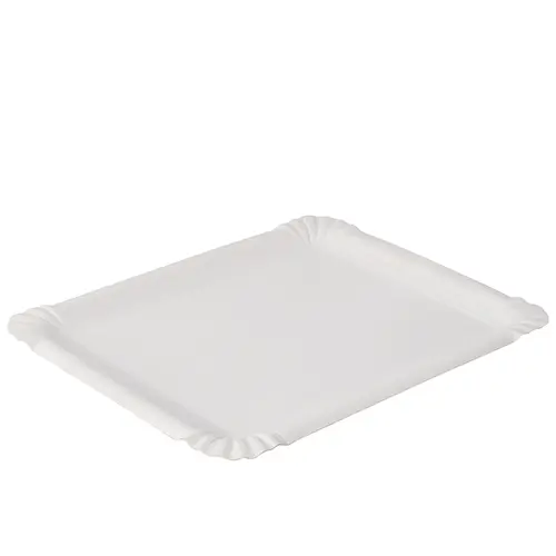 PAPSTAR Teller, Pappe "pure" eckig 16,5 x 20 cm weiß aus 100 % Frischfaserkarton, lebensmittelechter FSC-Einweg-Teller für Kuchen und Snacks