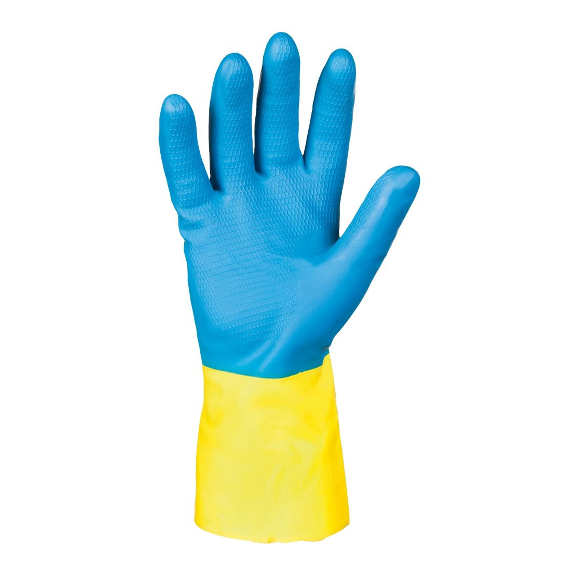 Stronghand Kenora 0456 Chemikalienschutzhandschuhe mit Latex-Beschichtung blau/gelb, VE 144 Paar
