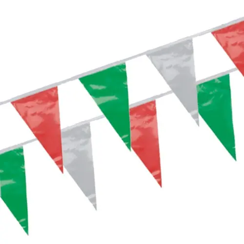 PAPSTAR Wimpelkette, Folie 4 m grün/weiß/rot wetterfest