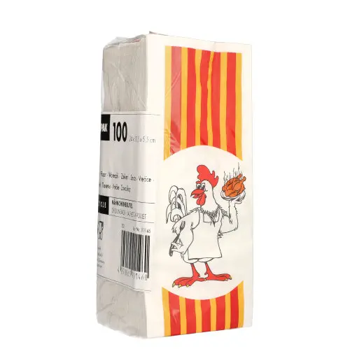 Starpak 100 Hähnchenbeutel, Papier mit HDPE-Einlage 24 cm x 10,5 cm x 5,5 cm "Grillhähnchen" 1/2