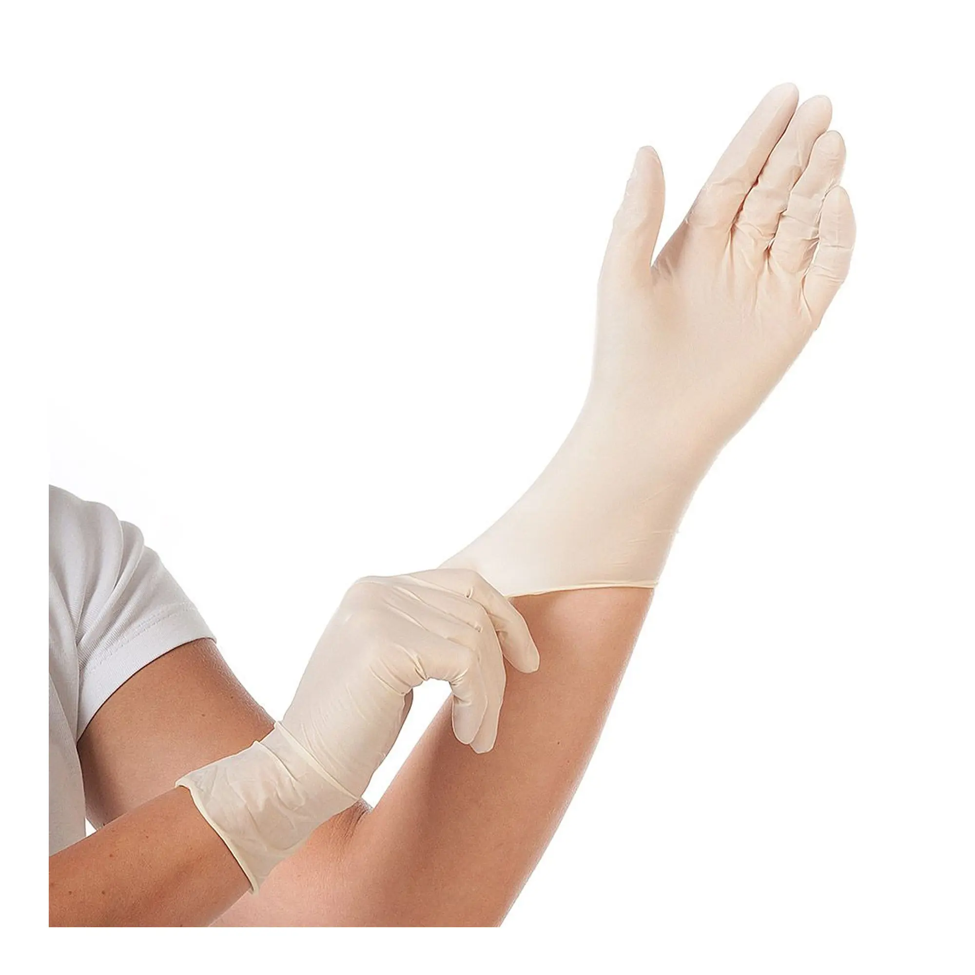 Hygonorm Grip Light Latexhandschuhe weiß puderfrei, elastische, texturierte Einmal-Latexhandschuhe zum sicheren Greifen in Medizin, Labor, Gastronomie und Lebensmittelindustrie