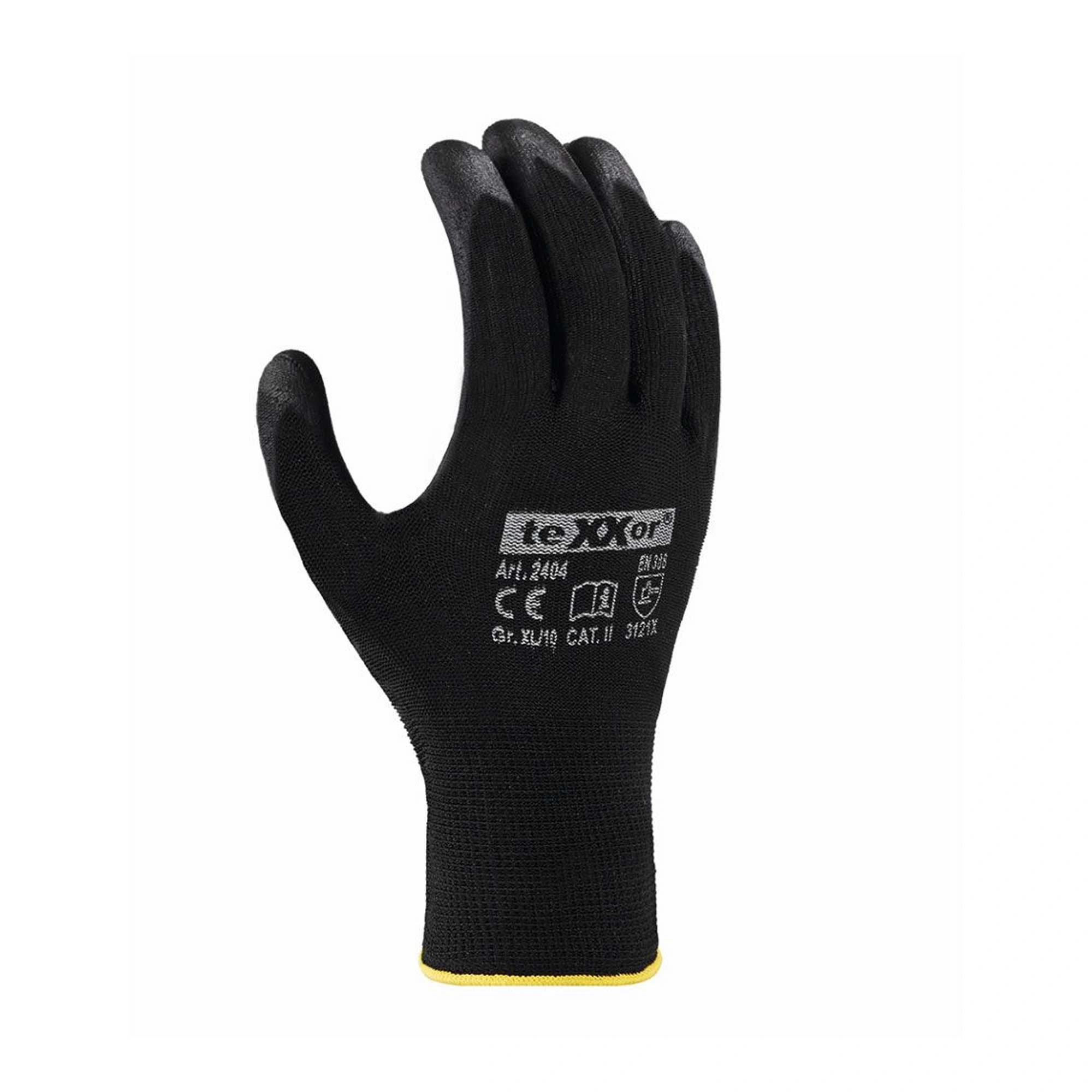 teXXor 2404 Polyester-Strickhandschuhe mit Polyurethan-Beschichtung schwarz, VE 240 Paar
