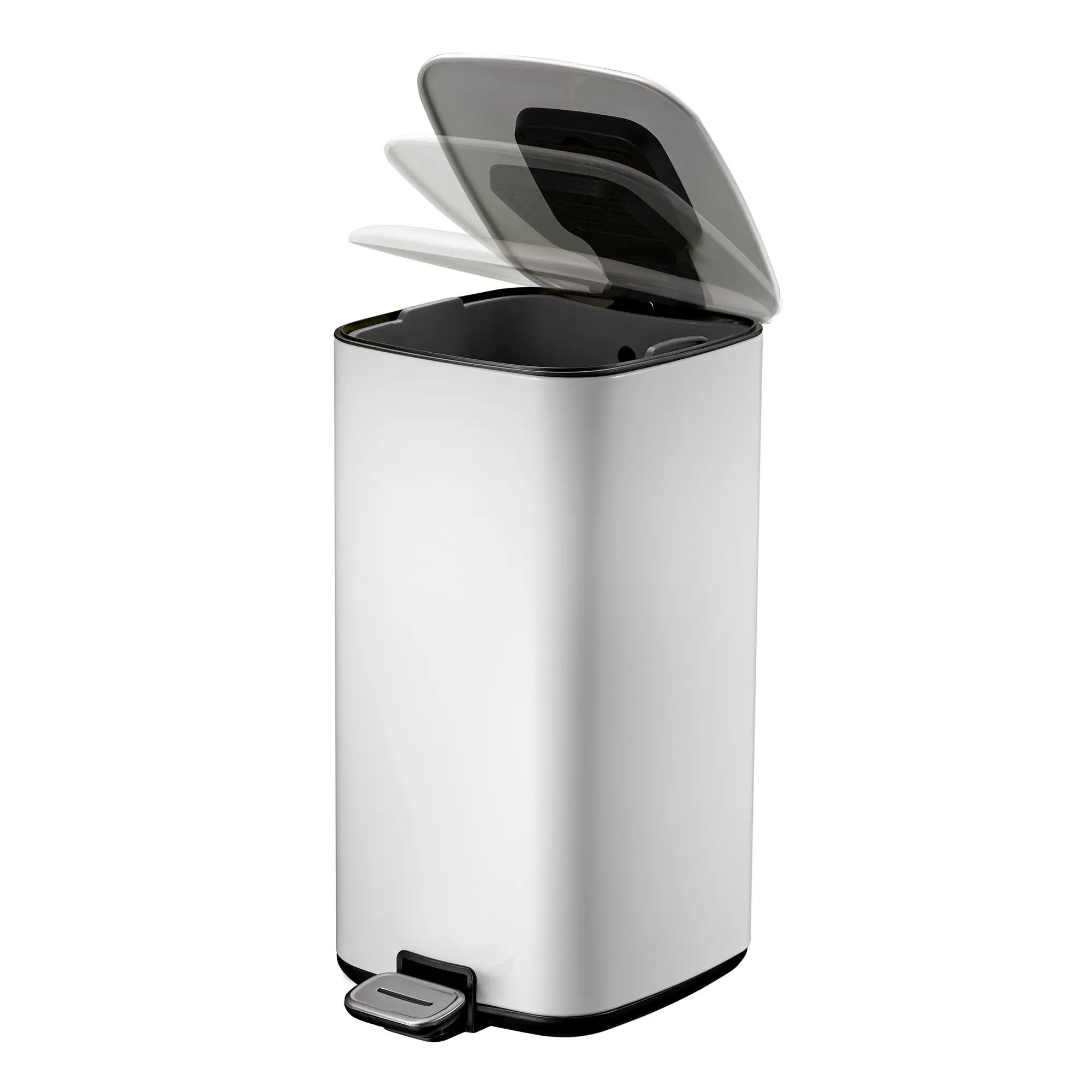 EKO Step Bin Regent Tretabfallbehälter 20 Liter, weißer Pedalmülleimer mit Soft-Close-Deckel und Desodorierungsfach für geruchsarme Abfallentsorgung