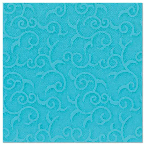 PAPSTAR Servietten "ROYAL Collection" 1/4-Falz 40x40 cm türkis Casali in Stoffoptik mit floraler Prägung, Artikelnummer 84887