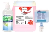 Handwaschmittel Set mit flüssiger Seife Pure & Sensitive, rosa Waschlotion im 10L-Kanister und Nachfüllkartusche für Seifenspender