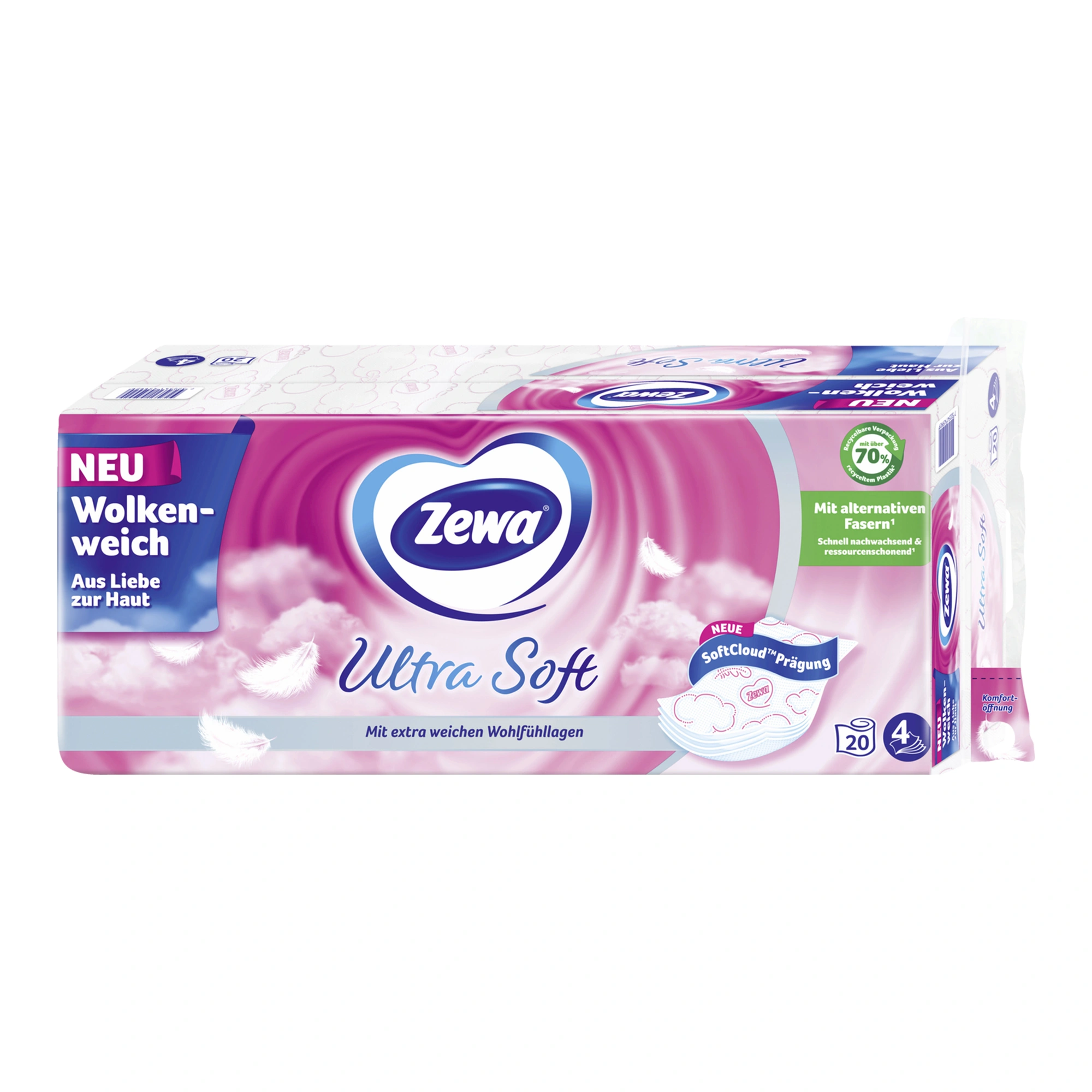 Zewa Ultra Soft Toilettenpapier mit Strohanteil 4-lagig, weiß