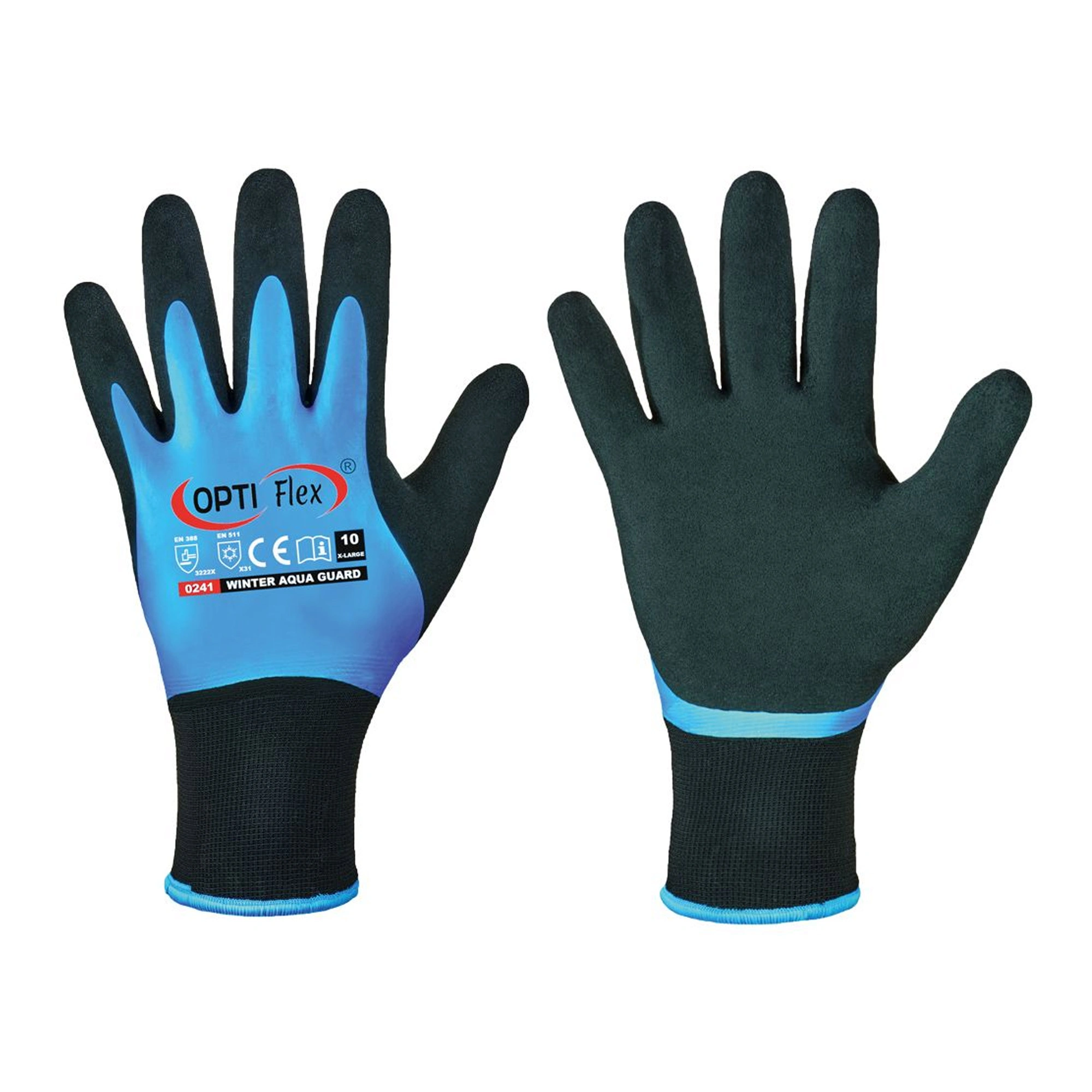 Optiflex Winter Aqua Guard 0241 Kälteschutzhandschuhe mit Latex-Beschichtung blau/schwarz, VE 60 Paar