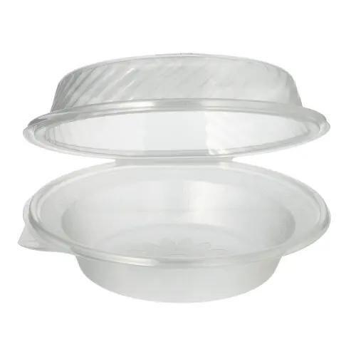 PAPSTAR Pro Pac Feinkost- und Salatschalen mit Klappdeckel PP rund 950 ml, transparente Salatschale To-go für Feinkost, Antipasti und Salate, stapelbar und dicht schließend