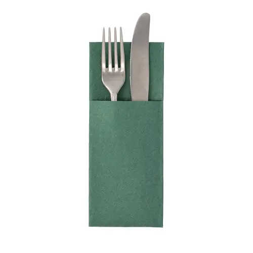 PAPSTAR Servietten "ROYAL Collection" 40 x 30 cm dunkelgrün mit Besteckfalz, stoffähnliche Premium-Tissue-Serviette für Besteck in edlem Dunkelgrün