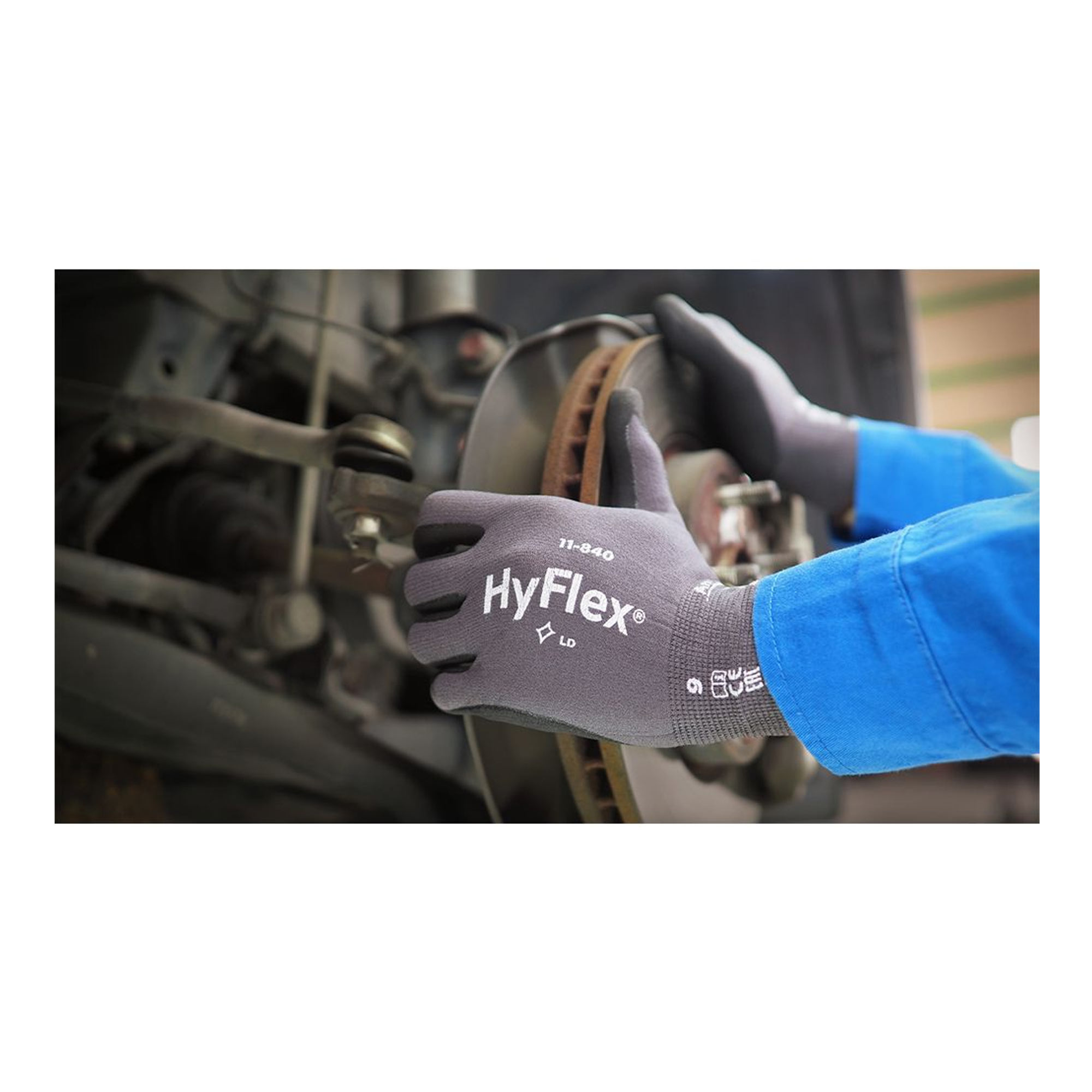 Ansell HyFlex 11-840 Mehrzweckhandschuhe mit Nitril-Beschichtung grau/schwarz, VE 12 Paar