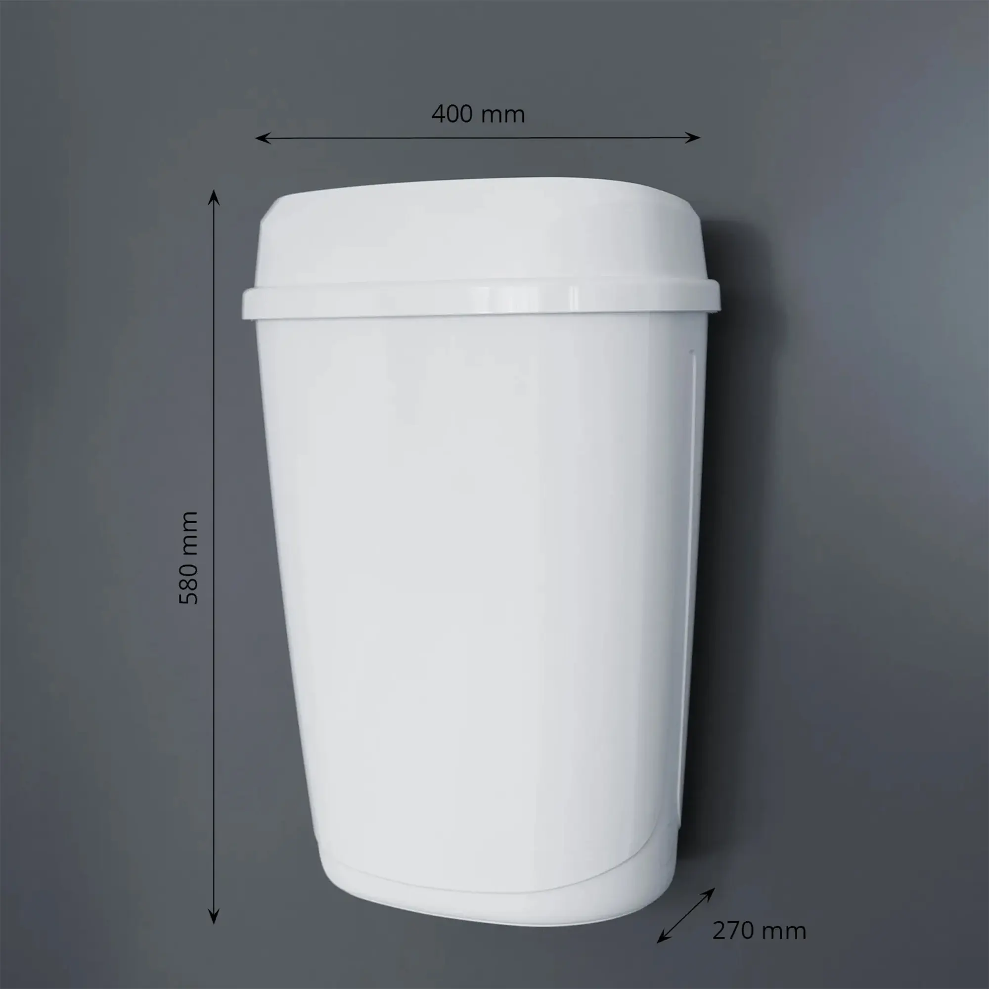 SEMYtop Mülleimer 32 Liter Kunststoff glänzend in Weiß, offener Abfallbehälter zur Wandmontage oder als Standmodell für Sanitärbereiche, Art.-Nr. 61033