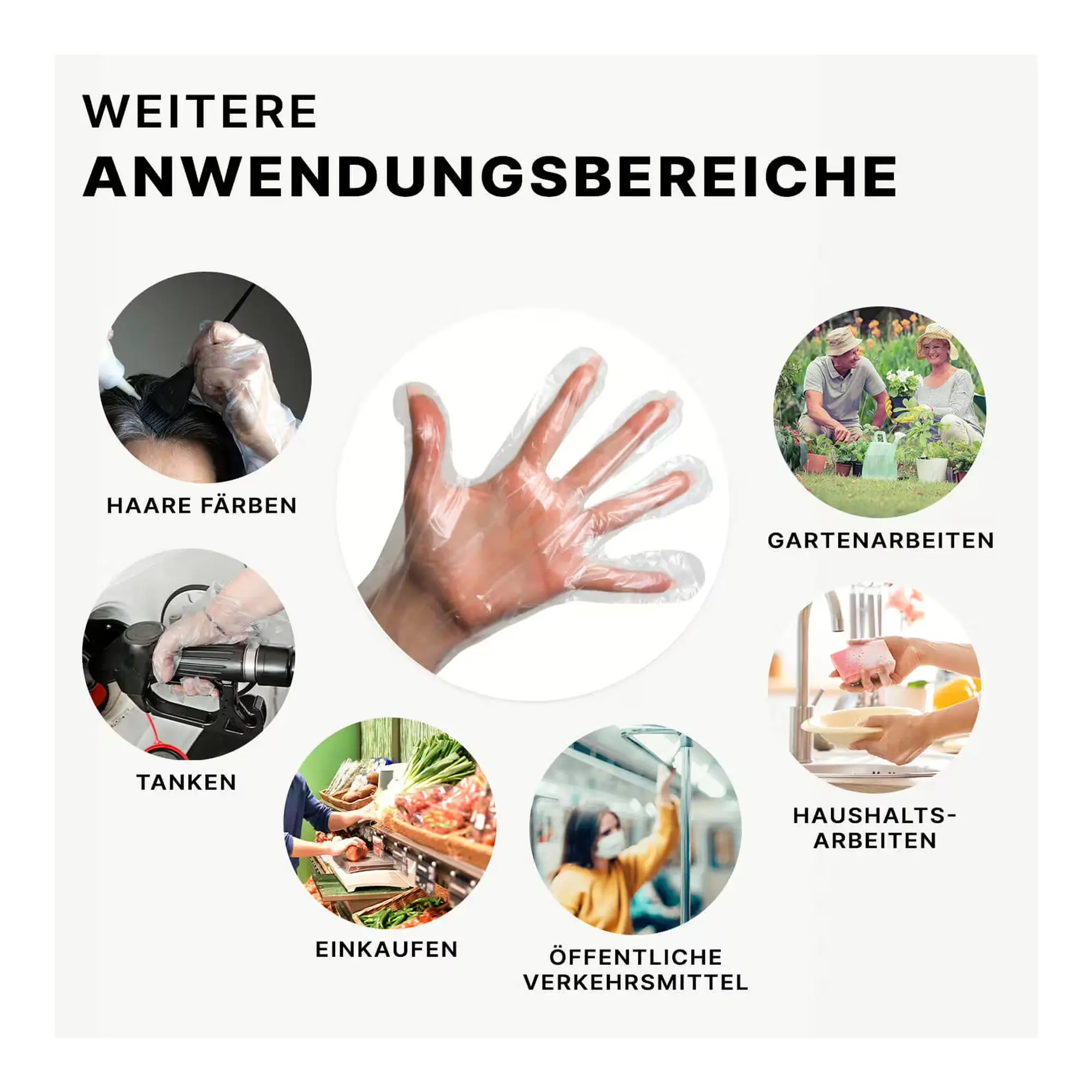 ARNOMED POLYGLOVE BAG PE-Handschuhe transparent, latexfreie Einmalhandschuhe mit gehämmerter Oberfläche für Haare färben, Gartenarbeiten, Tanken, Einkaufen, öffentliche Verkehrsmittel und Hausarbeiten, VE 100 Stück