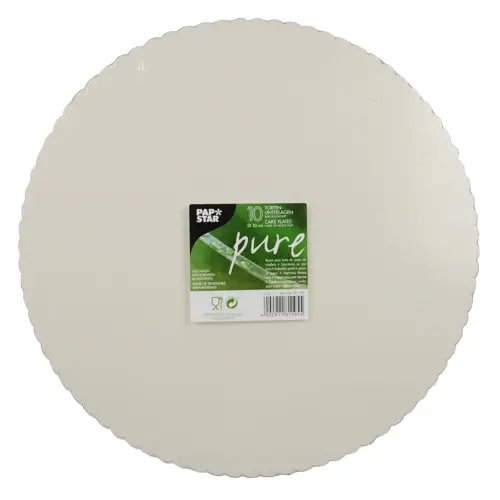 PAPSTAR Tortenunterlagen, Pappe "pure" rund Ø 30 cm weiß mit gezacktem Rand