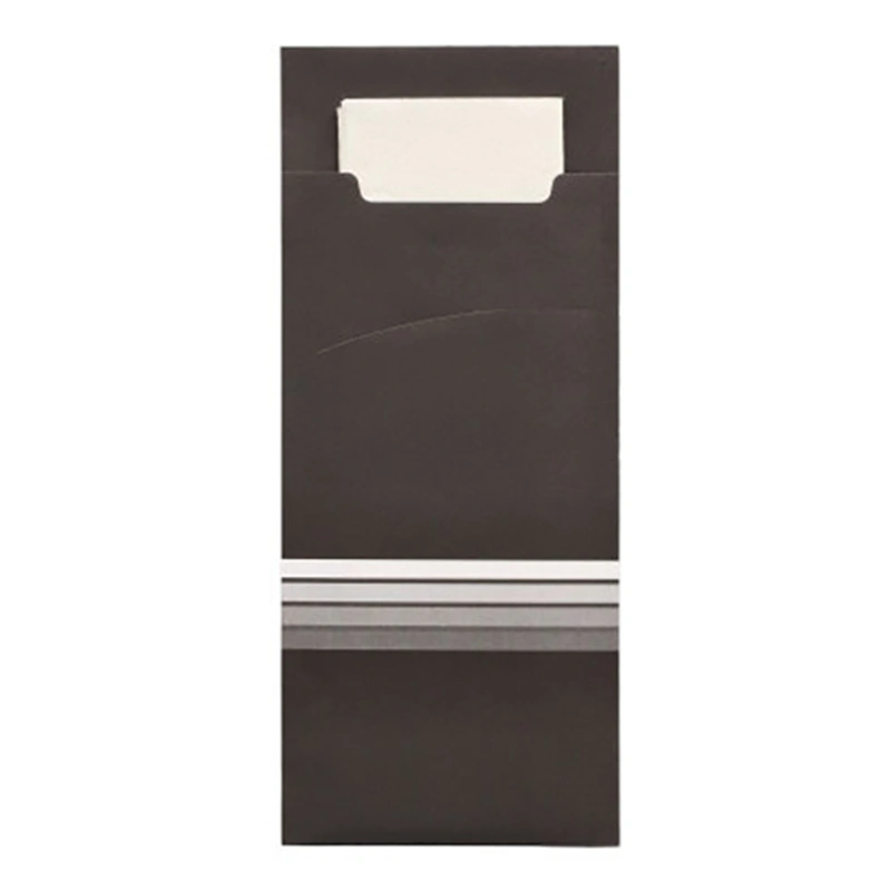 PAPSTAR Bestecktaschen 20 cm x 8,5 cm schwarz/weiß "Stripes" inkl. farbiger Serviette 33 x 33 cm 2-lag.
