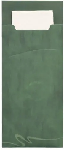 PAPSTAR 520 Bestecktaschen 20 cm x 8,5 cm dunkelgrün inkl. weißer Serviette 33 x 33 cm 2-lag.