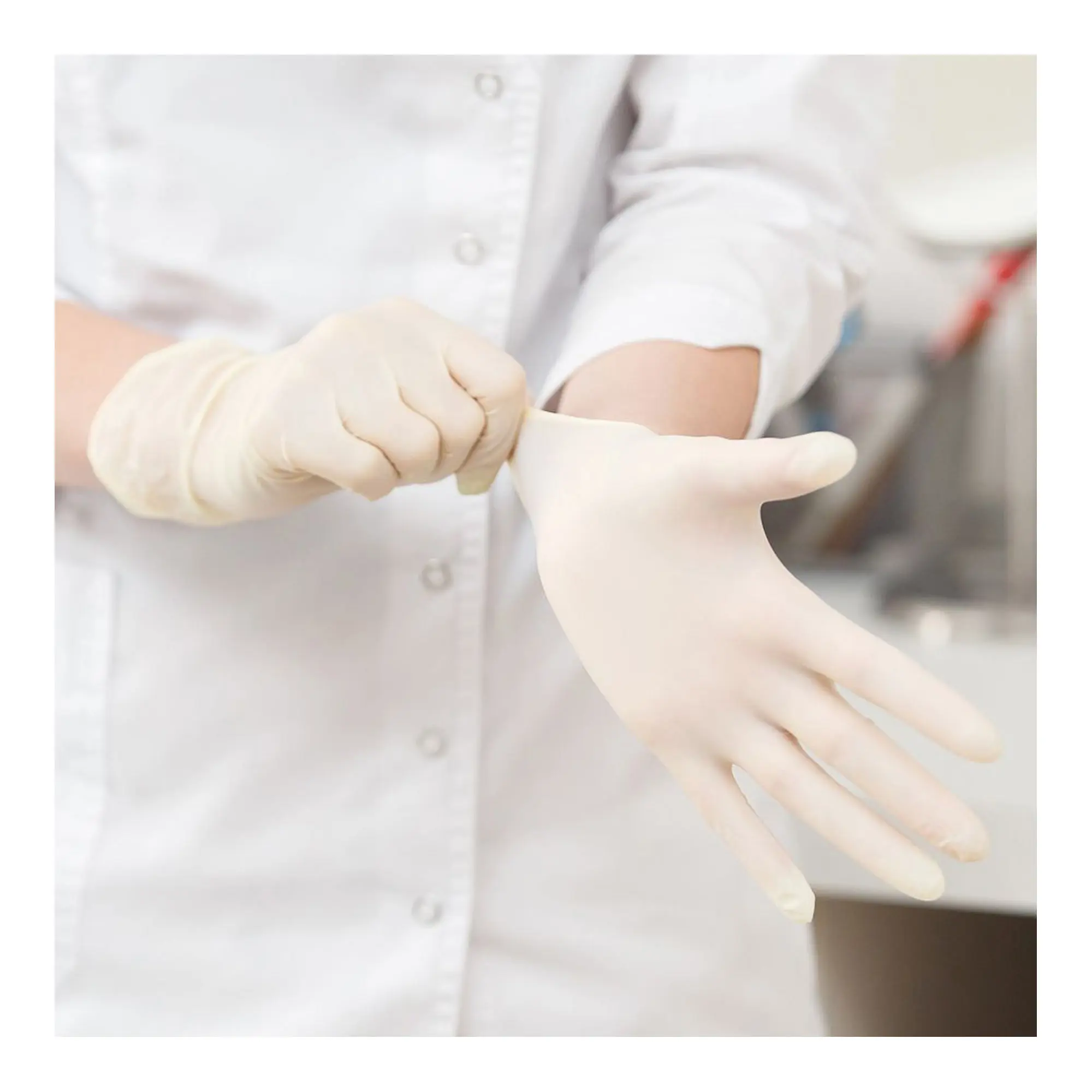 Hygostar Skin Latexhandschuhe weiß gepudert, elastische Latex Einmalhandschuhe mit texturierter Oberfläche für sicheren Griff in Medizin, Labor, Gastronomie und Lebensmittelindustrie, VE 1000 Stück
