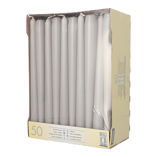 Starpak Leuchterkerzen Ø 2,2 cm, 25 cm hellgrau, 2 x 50 Stück