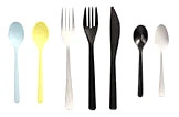 Mehrfarbiges Kunststoff-Besteck-Set mit Löffeln, Gabeln und Messer, ideal für Party, Camping und Picknick, Artikelnummer 12345